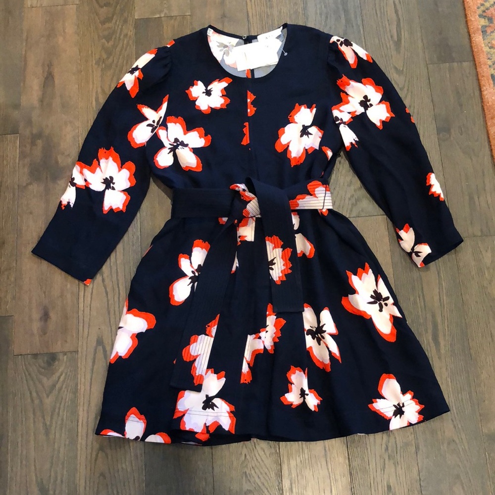 ALC navy blue red pink floral print dress 12 NWT